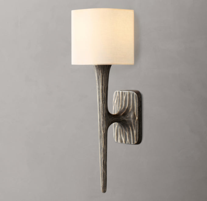 Hand-Hammered Linen Shade Wall Sconce