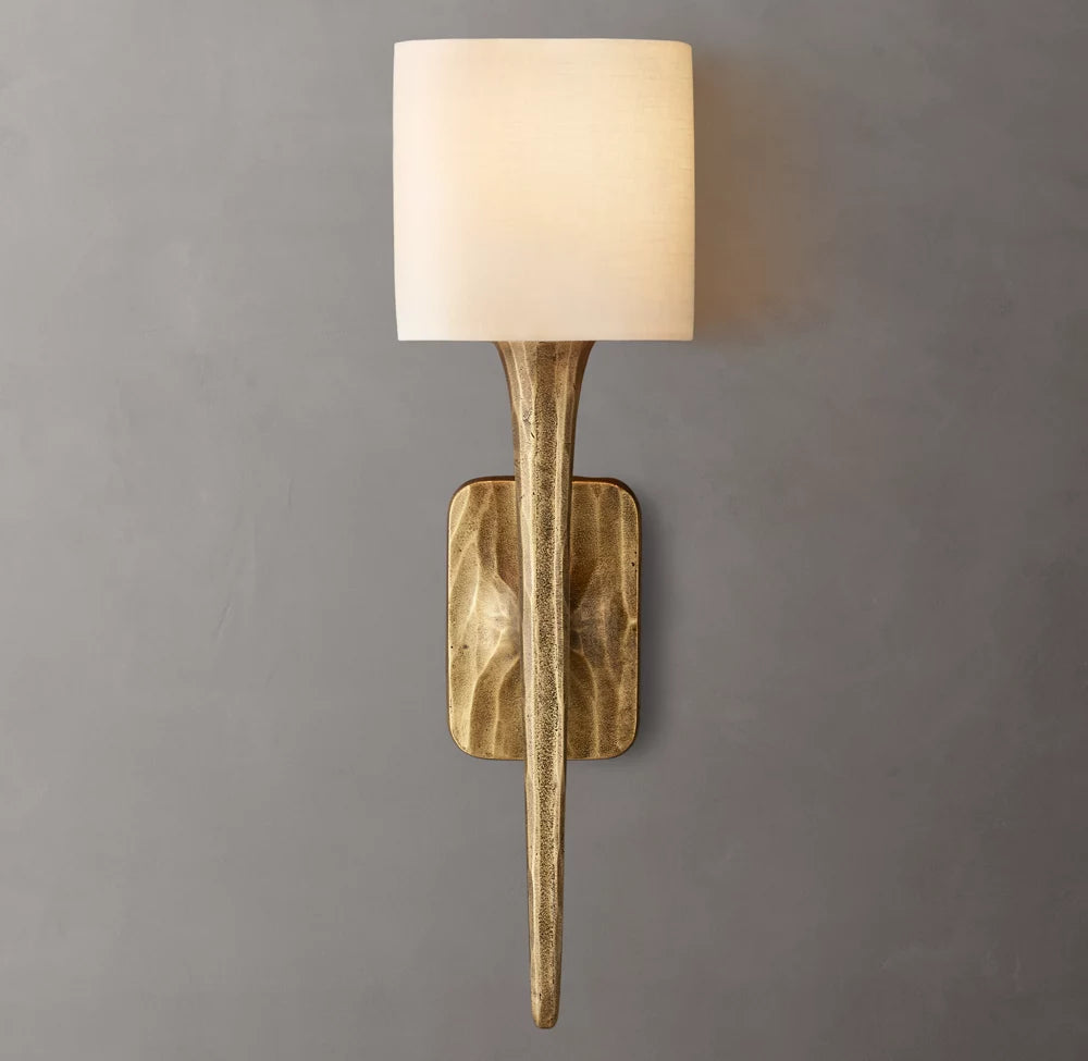 Hand-Hammered Linen Shade Wall Sconce