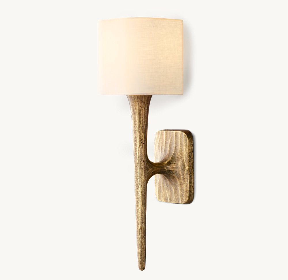 Hand-Hammered Linen Shade Wall Sconce