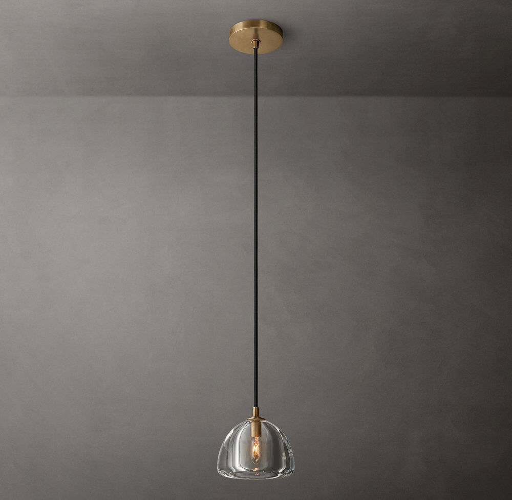 Hand-Polished Crystal Hemisphere Pendant