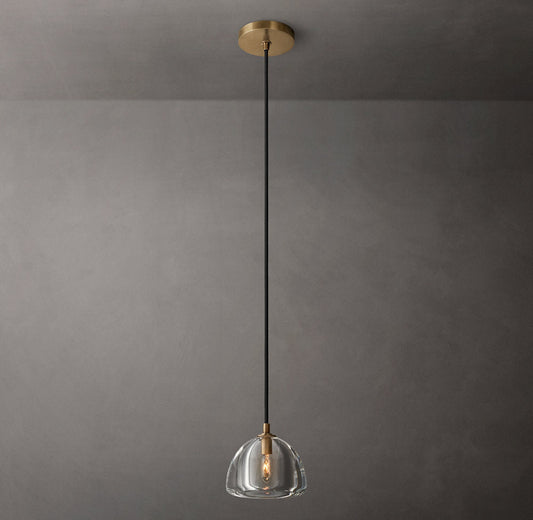 Hand-Polished Crystal Hemisphere Pendant