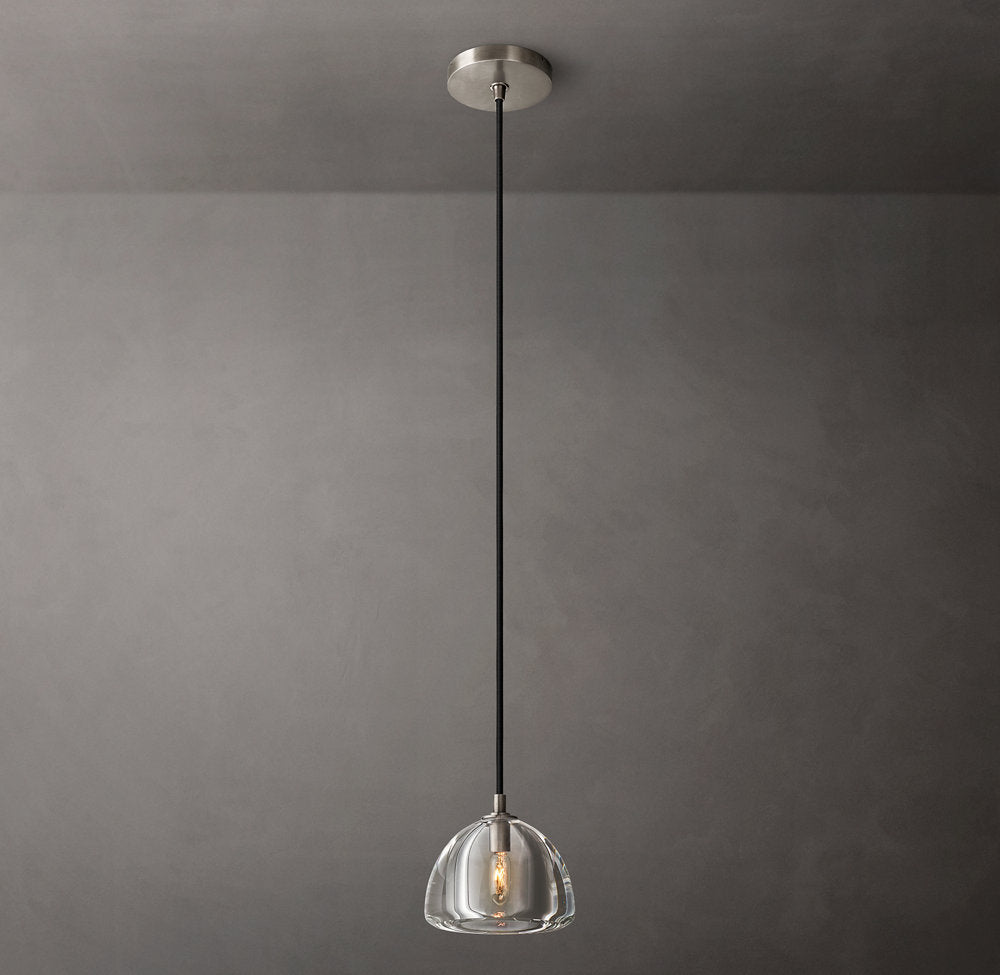 Hand-Polished Crystal Hemisphere Pendant