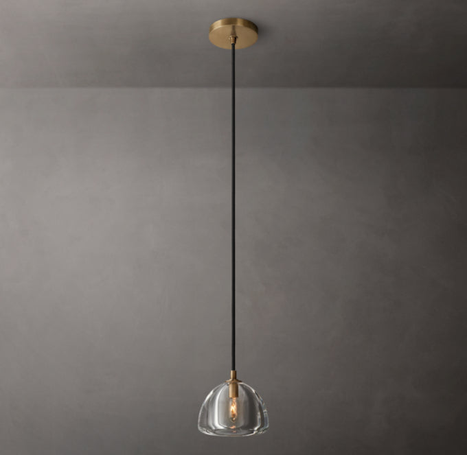Hand-Polished Crystal Hemisphere Pendant