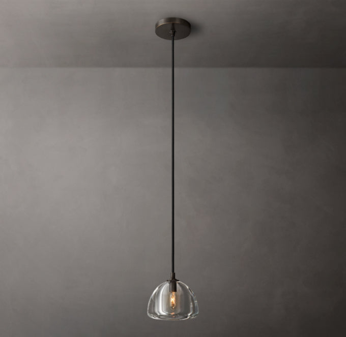 Hand-Polished Crystal Hemisphere Pendant