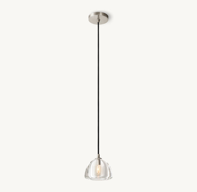 Hand-Polished Crystal Hemisphere Pendant