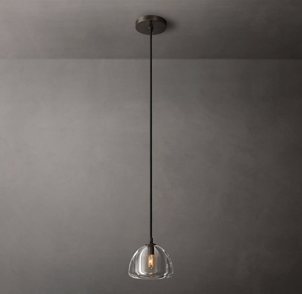 Hand-Polished Crystal Hemisphere Pendant