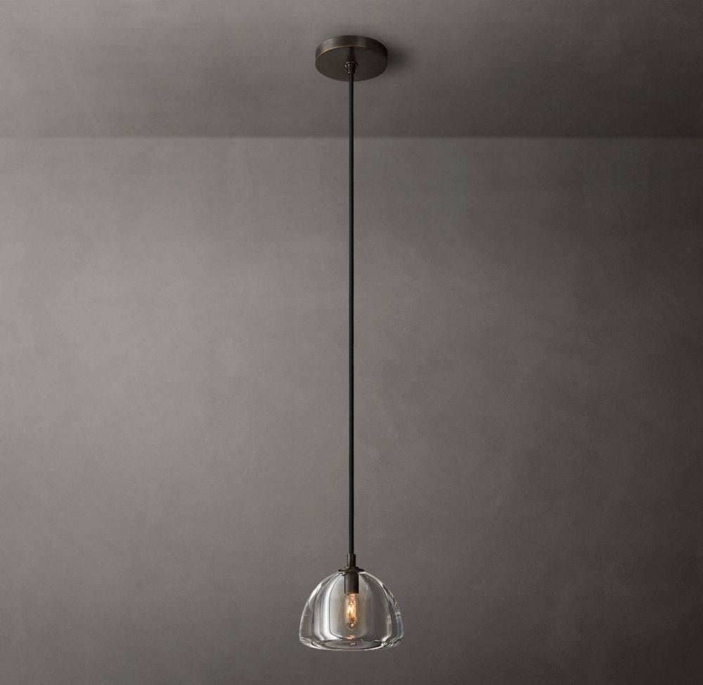 Hand-Polished Crystal Hemisphere Pendant