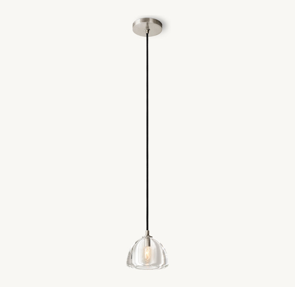 Hand-Polished Crystal Hemisphere Pendant