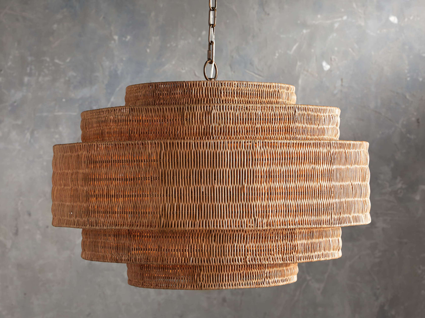 Handwoven Rattan Tiered Chandelier
