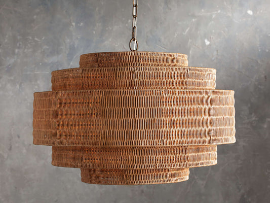 Handwoven Rattan Tiered Chandelier