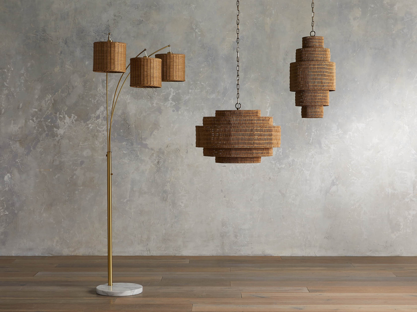 Handwoven Rattan Tiered Chandelier