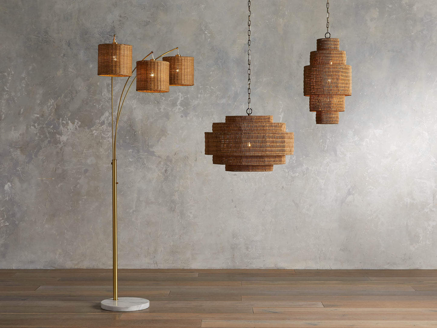 Handwoven Rattan Tiered Chandelier