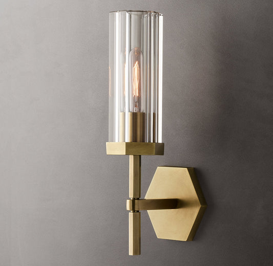 Hexagonal Crystal Brass Wall Light