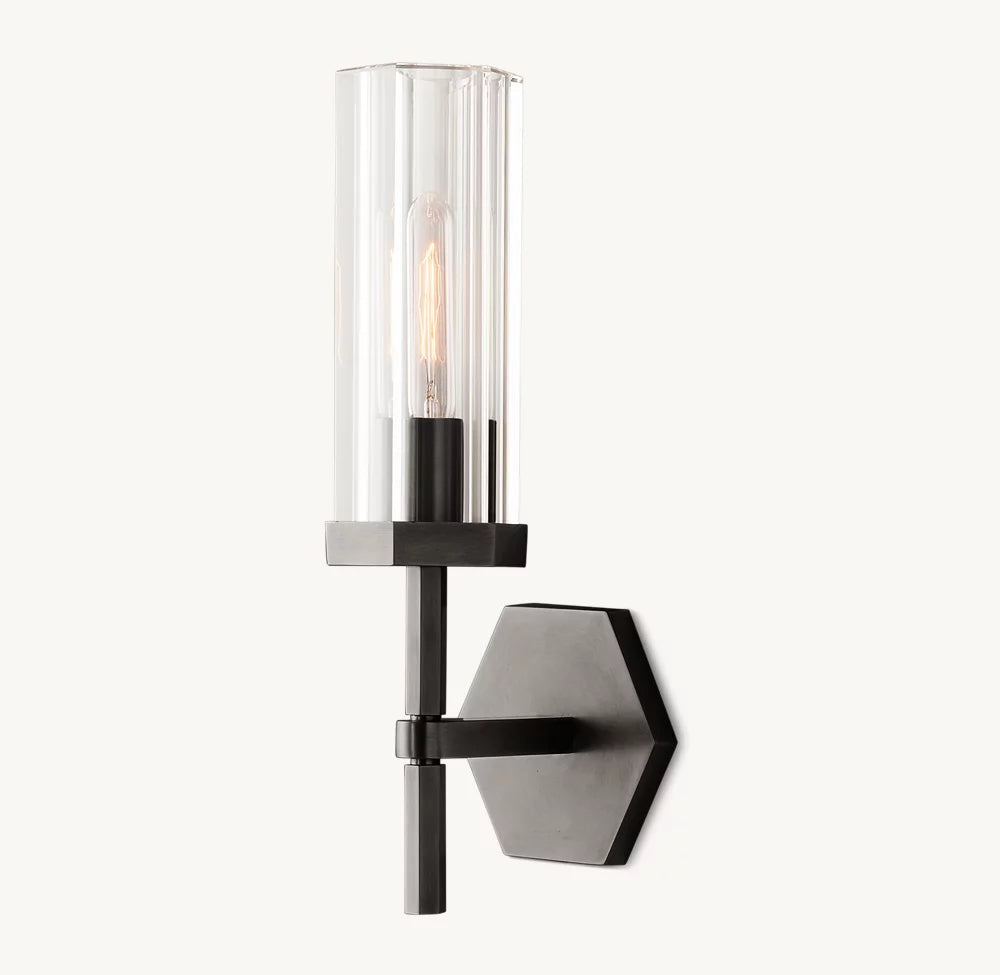 Hexagonal Crystal Brass Wall Light