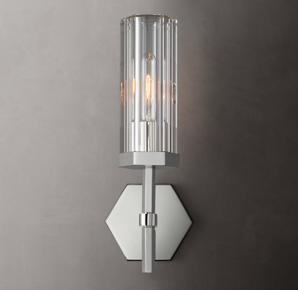 Hexagonal Crystal Brass Wall Light
