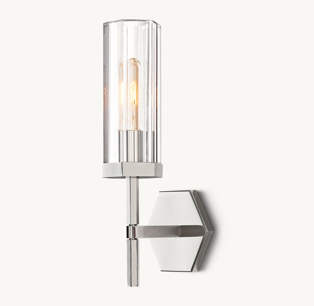 Hexagonal Crystal Brass Wall Light