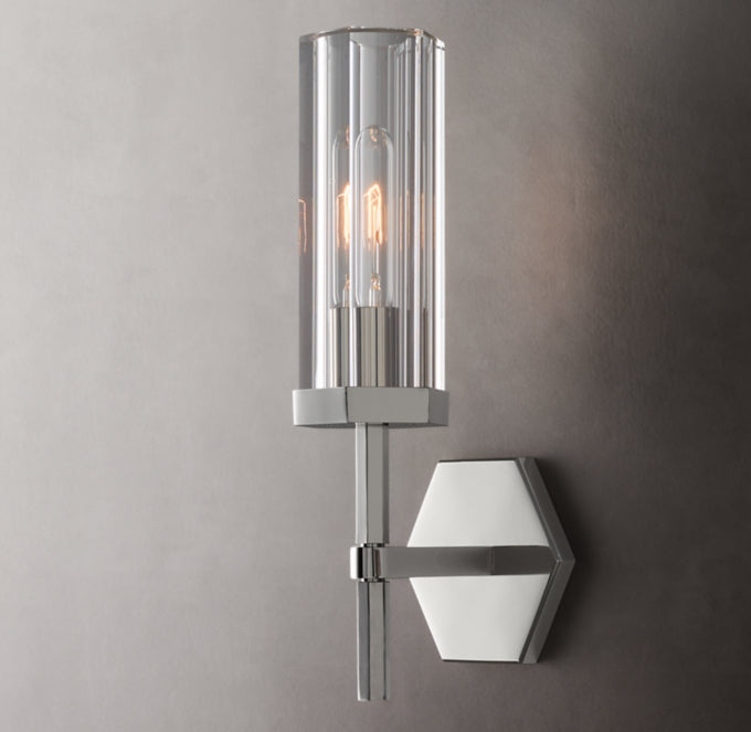 Hexagonal Crystal Brass Wall Light