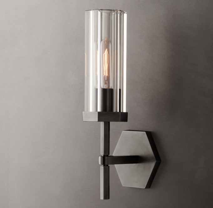 Hexagonal Crystal Brass Wall Light