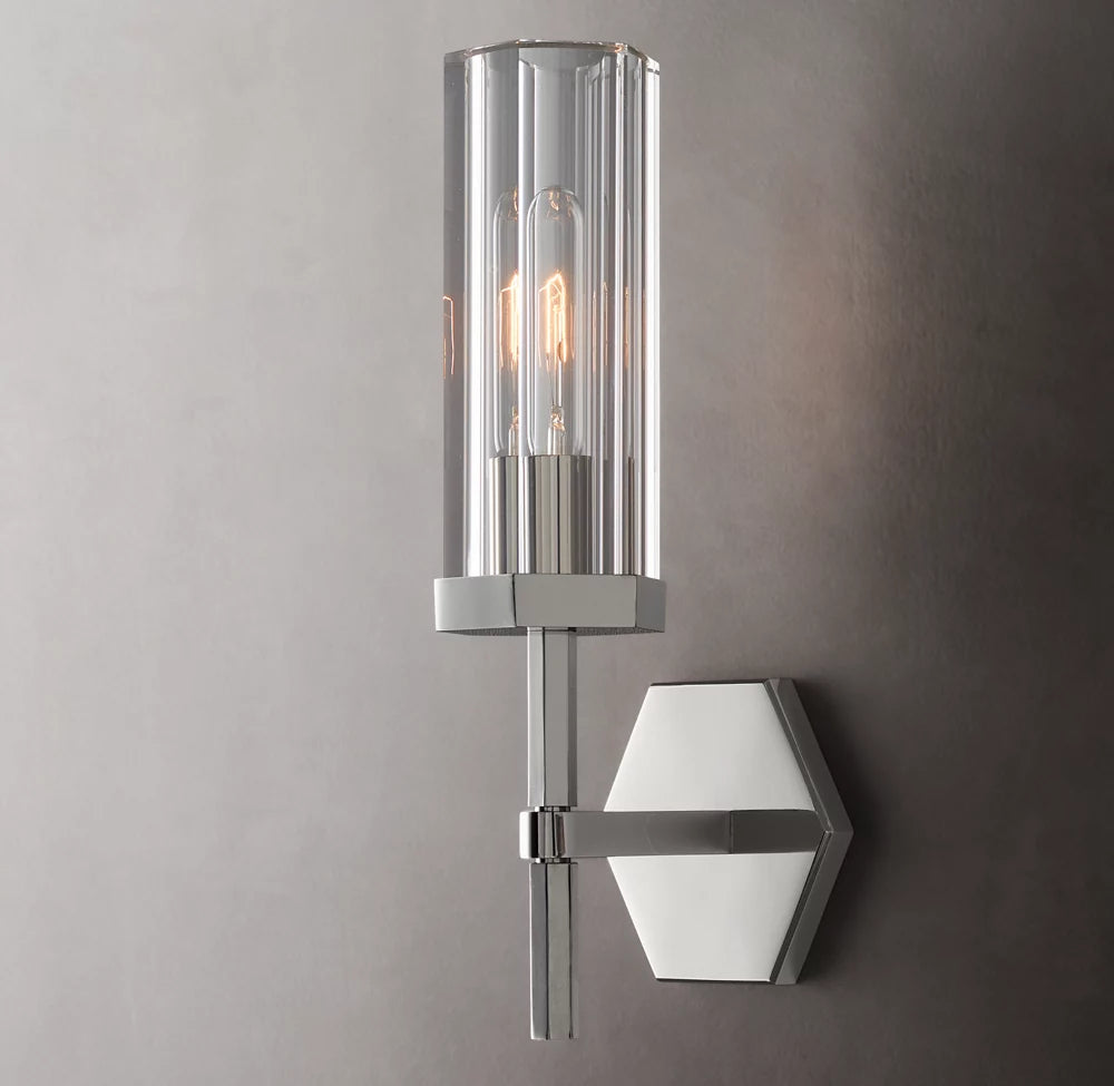 Hexagonal Crystal Brass Wall Light