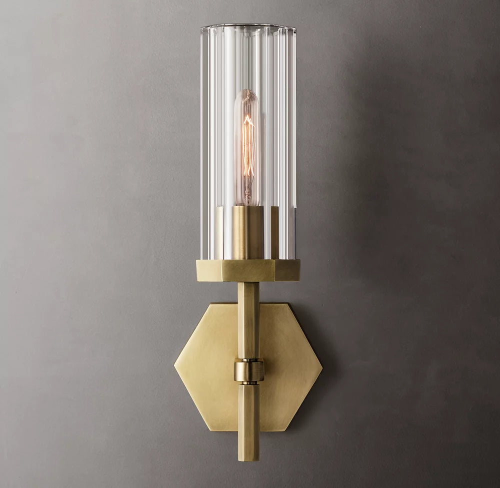 Hexagonal Crystal Brass Wall Light