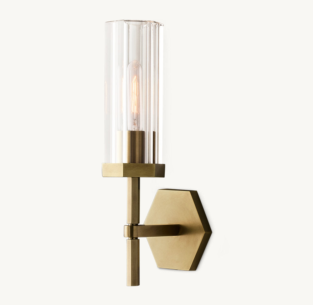 Hexagonal Crystal Brass Wall Light