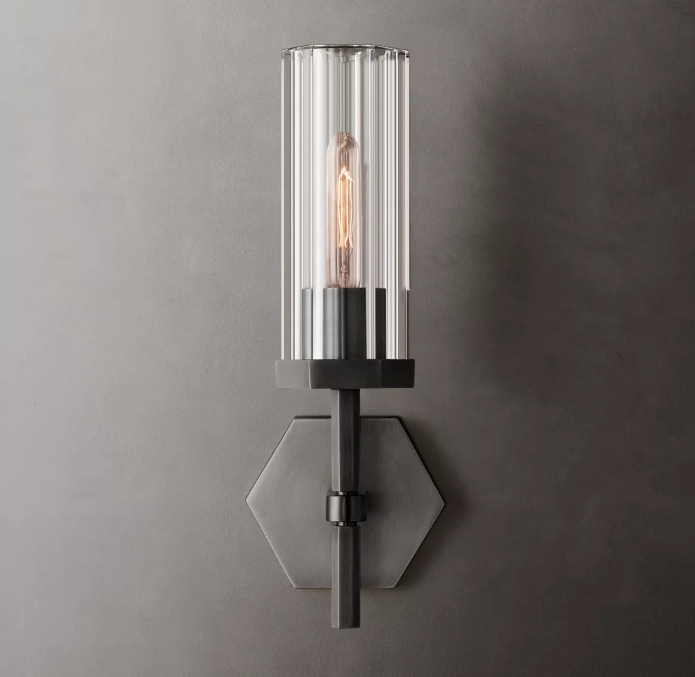 Hexagonal Crystal Brass Wall Light