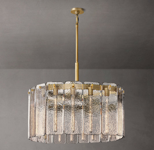 High-CRI Rippled Glass Drum Chandelier