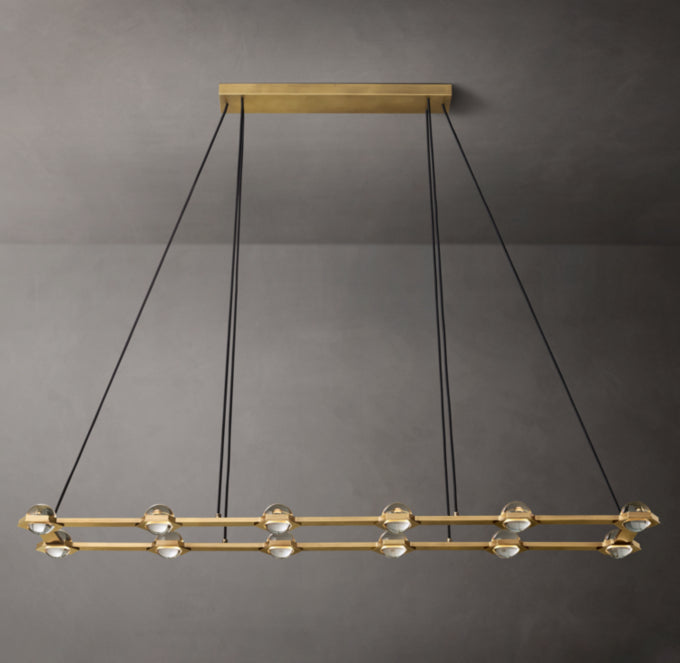 Illuminated Crystal Sphere Beam Chandelier