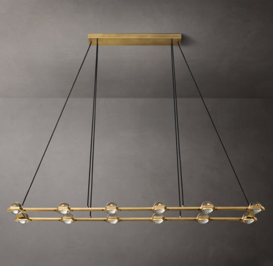 Illuminated Crystal Sphere Beam Chandelier
