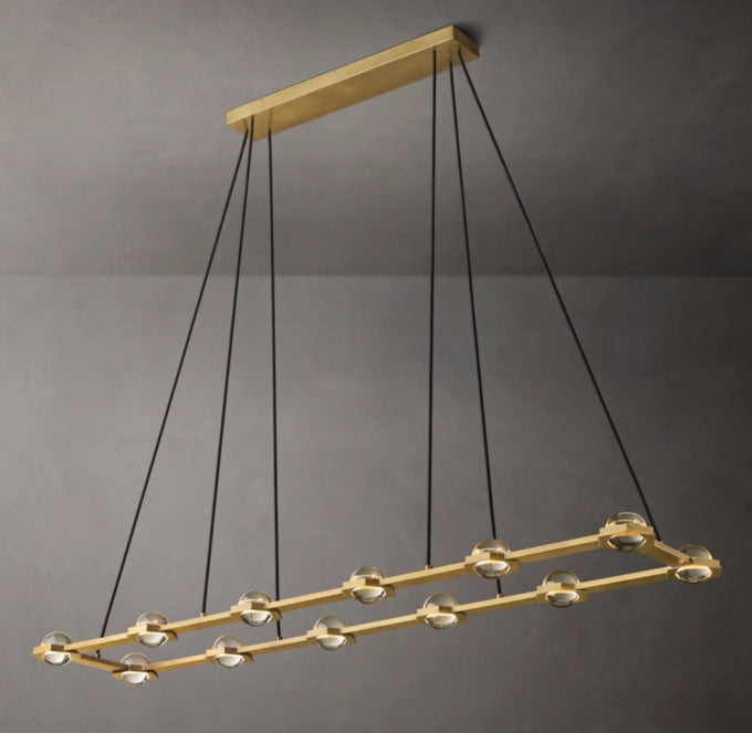Illuminated Crystal Sphere Beam Chandelier