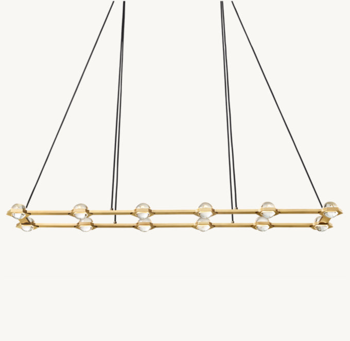Illuminated Crystal Sphere Beam Chandelier