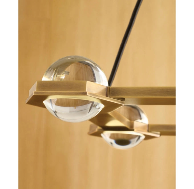 Illuminated Crystal Sphere Beam Chandelier