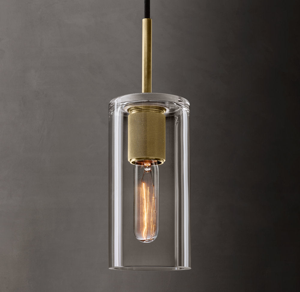 Industrial Blown Glass Tube Pendant