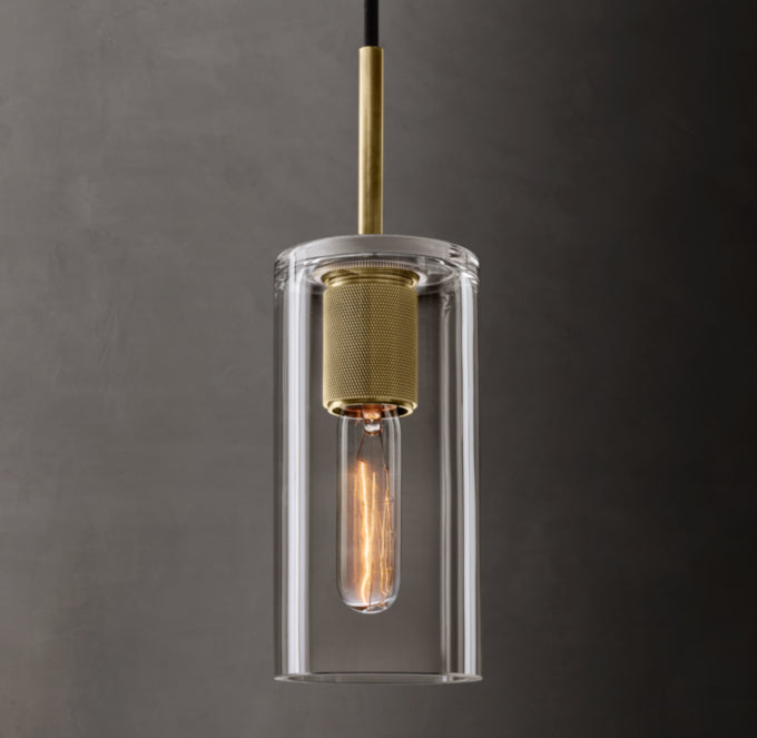 Industrial Blown Glass Tube Pendant