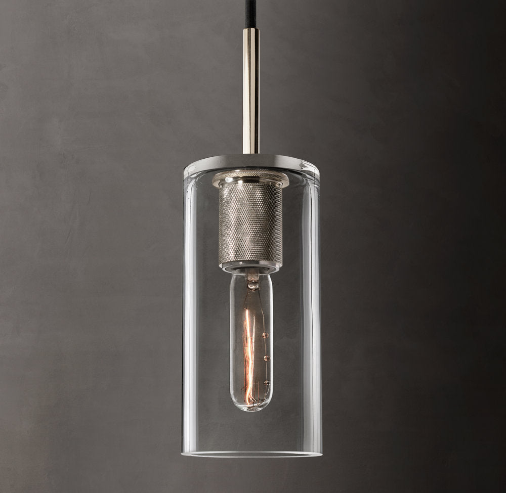 Industrial Blown Glass Tube Pendant