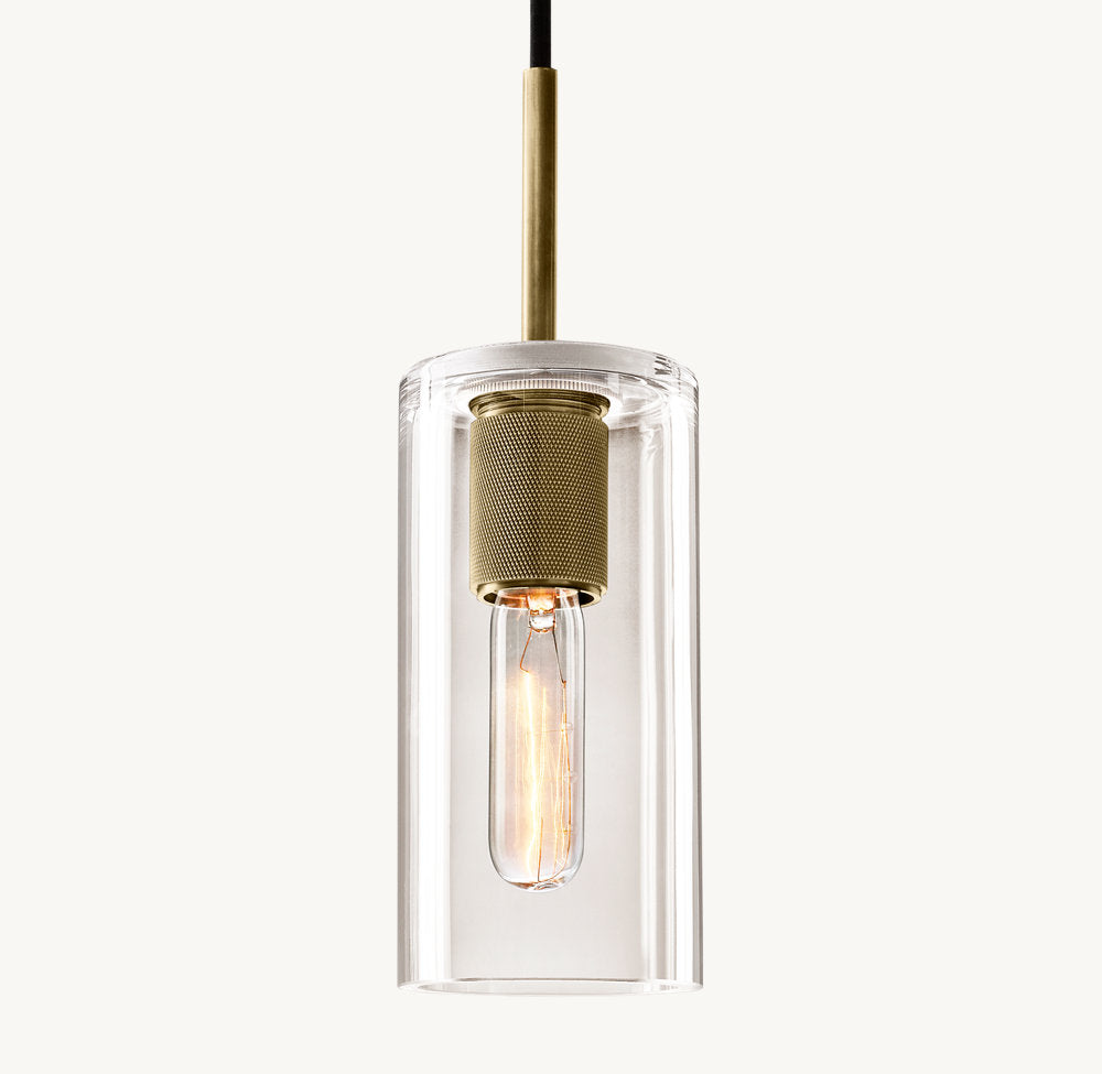 Industrial Blown Glass Tube Pendant