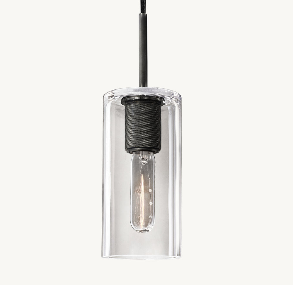 Industrial Blown Glass Tube Pendant