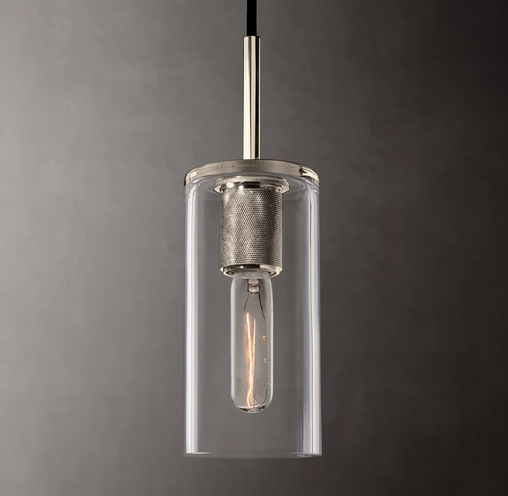 Industrial Blown Glass Tube Pendant