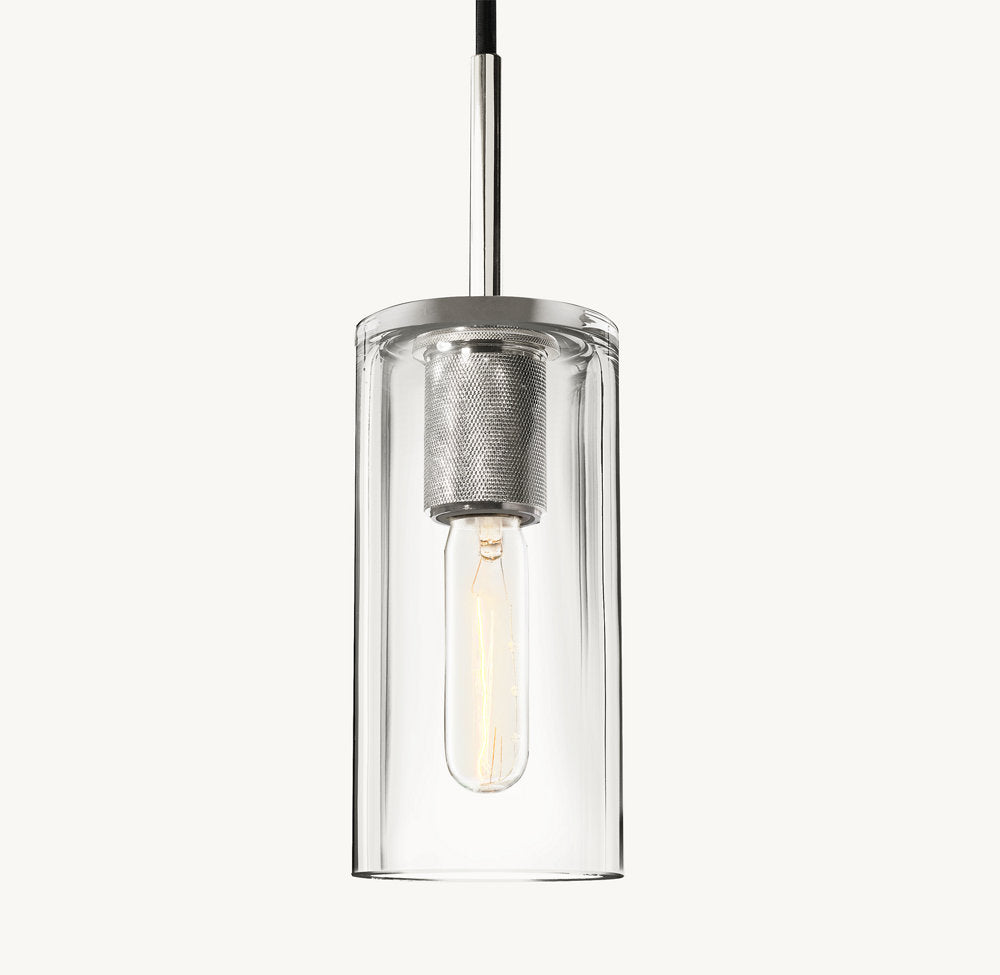 Industrial Blown Glass Tube Pendant
