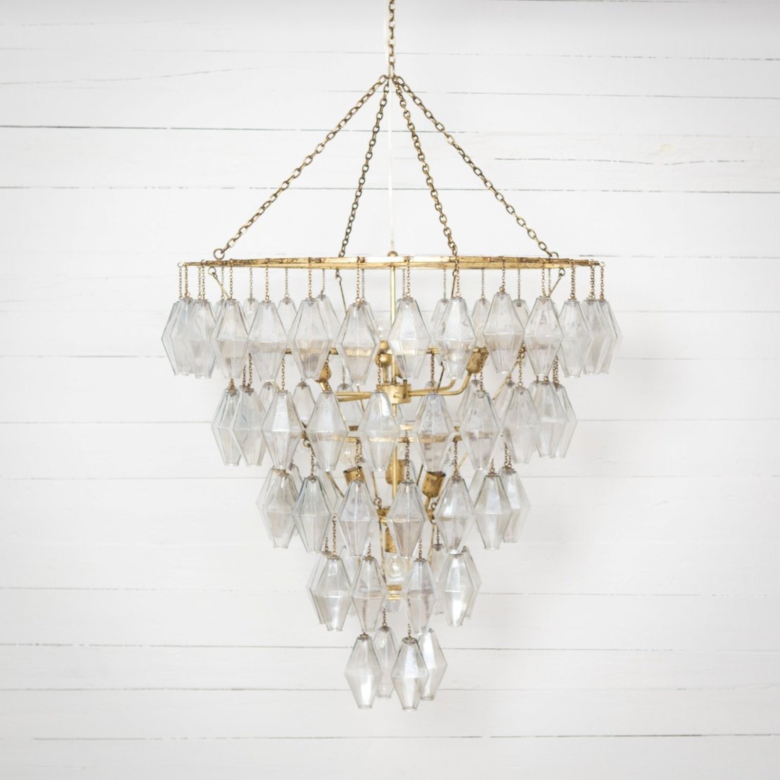 Iridescent Glass Large Round Chandelier