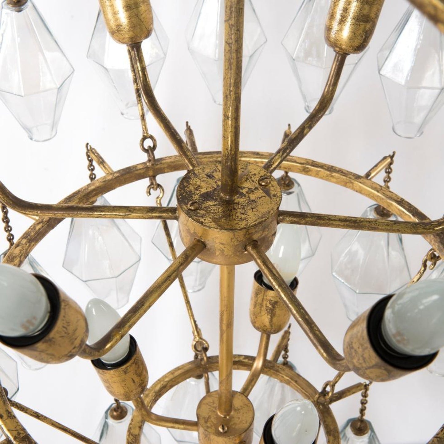 Iridescent Glass Large Round Chandelier