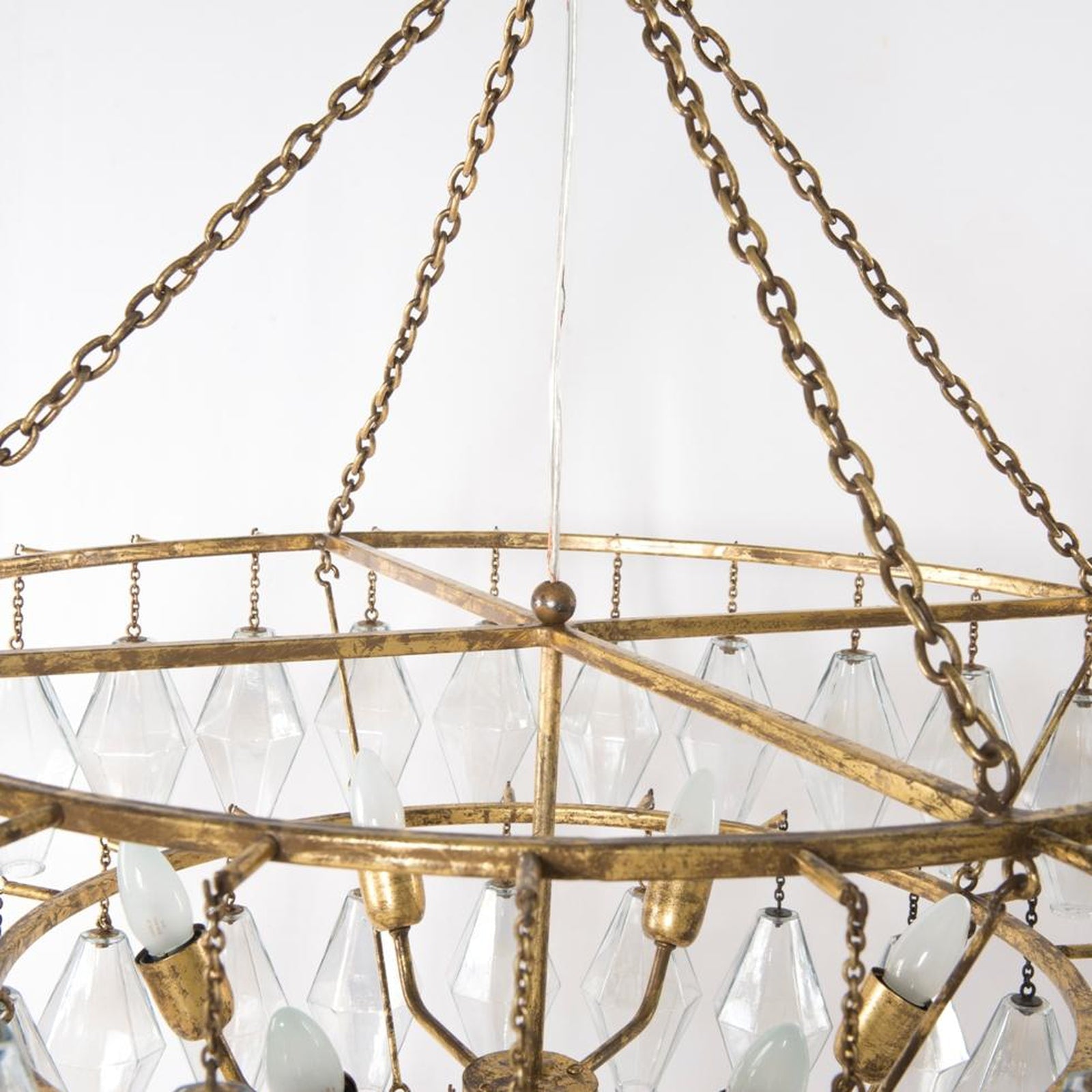 Iridescent Glass Large Round Chandelier