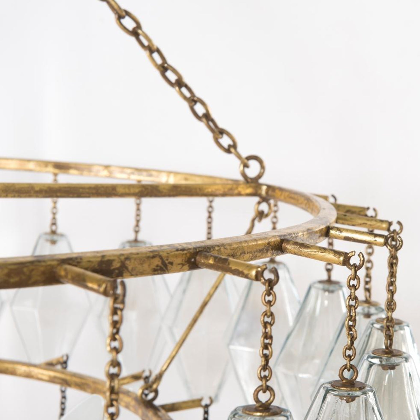 Iridescent Glass Large Round Chandelier