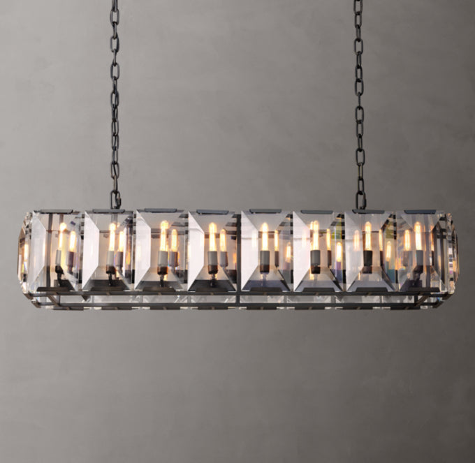 Iron Crystal Prism Island Chandelier