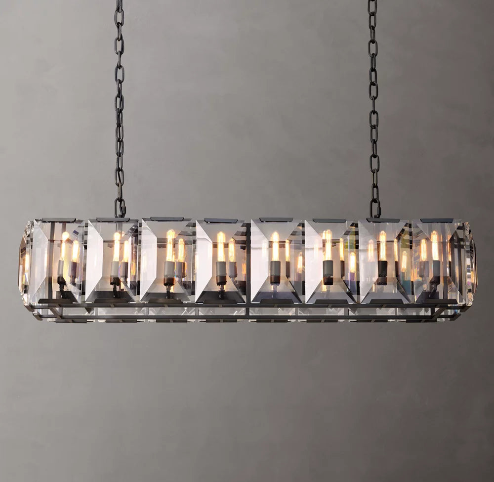 Iron Crystal Prism Island Chandelier