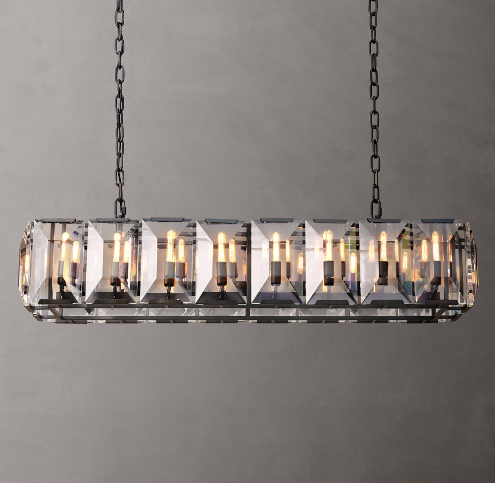 Iron Crystal Prism Island Chandelier