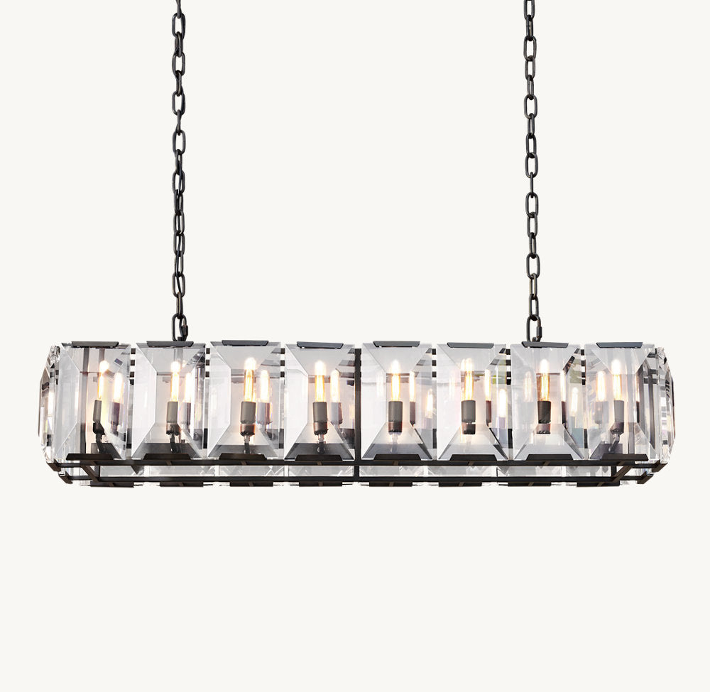 Iron Crystal Prism Island Chandelier
