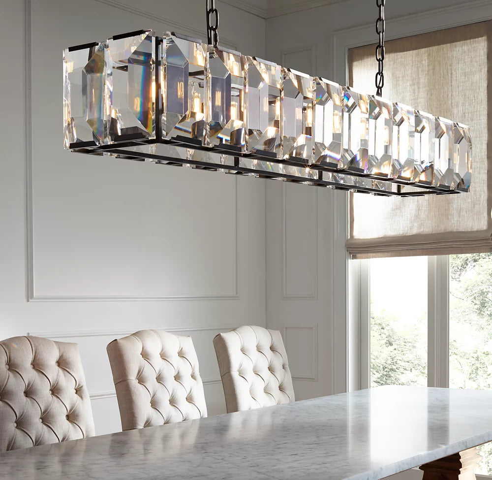 Iron Crystal Prism Island Chandelier