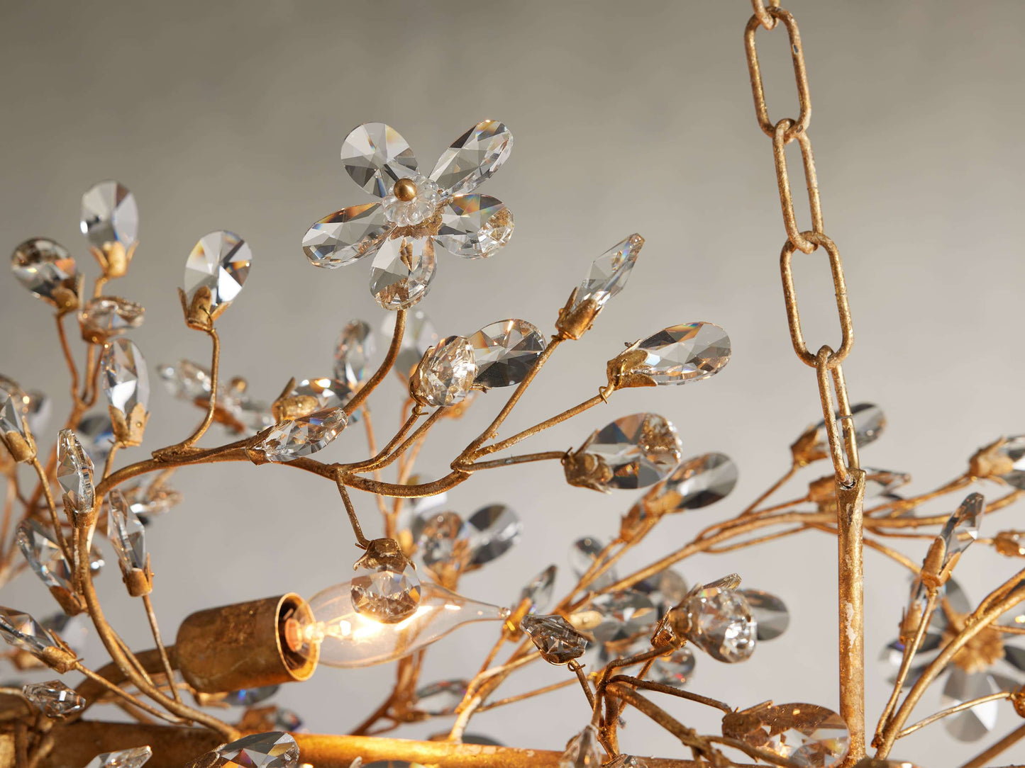 Italian Crystal Floral Branch Chandelier