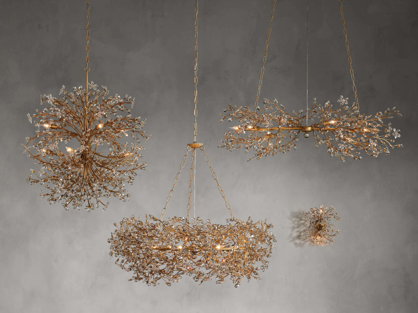 Italian Crystal Floral Branch Chandelier